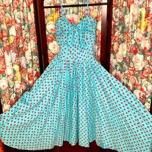 1950s inspired novelty print dress